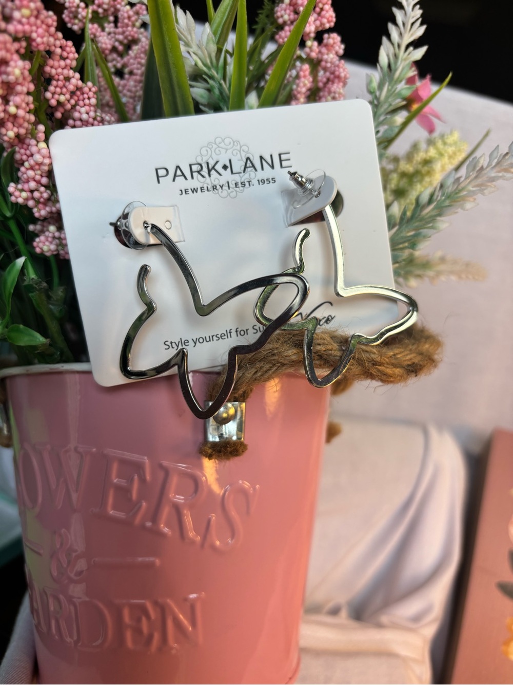 Park Lane Garden Silver Butterfly Outline Dangle Earrings